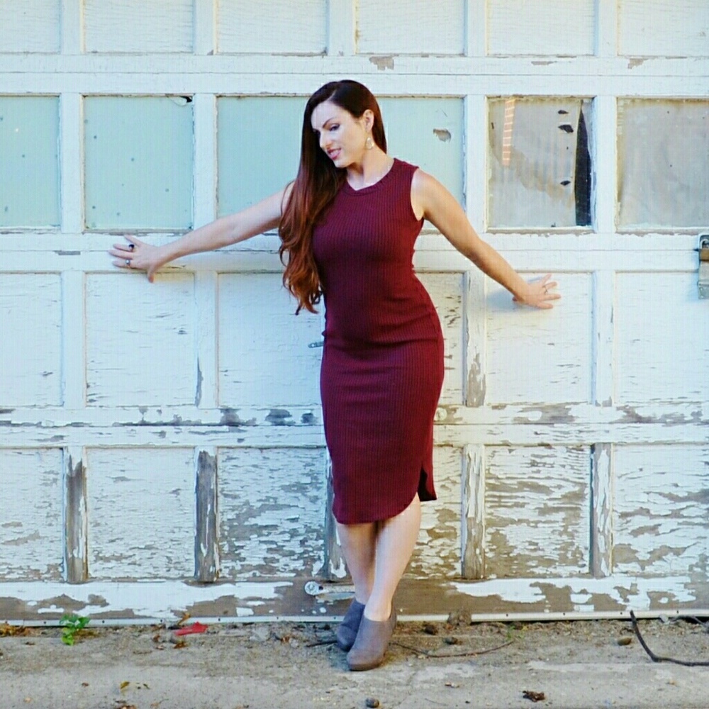 Wine Bodycon/wiggle dress